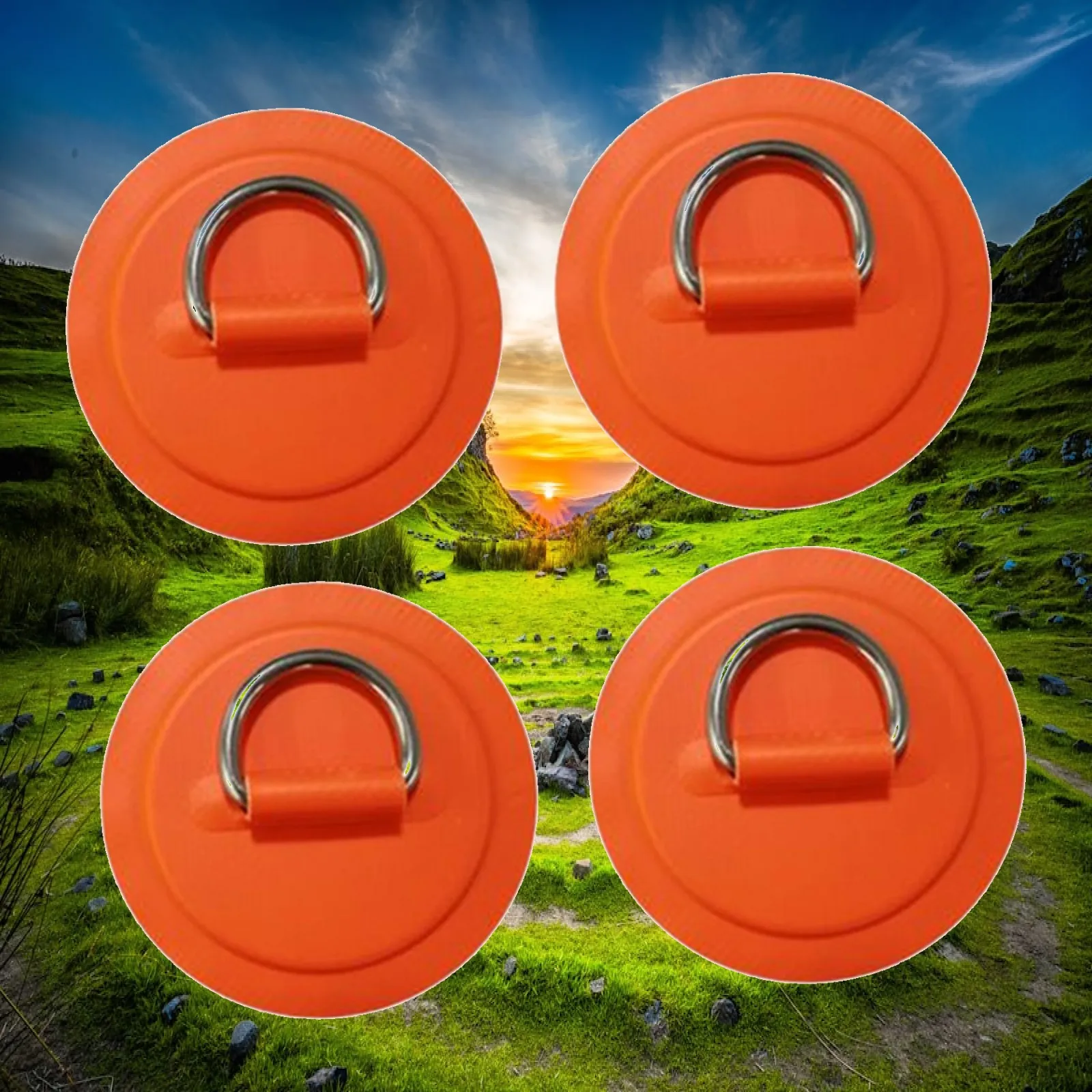 4Pcs D Rings Patch Heavy Duty Kayak Hardware Deck Accessories Cord Buckles for Inflatable Boat Rafting Dinghy Paddle Board