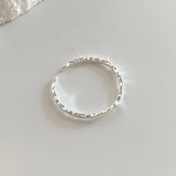 

925 Sterling Silver Chic Minimalist Geometric Round Rings for Women Trendy Fine Jewelry Opening Irregular Accessories