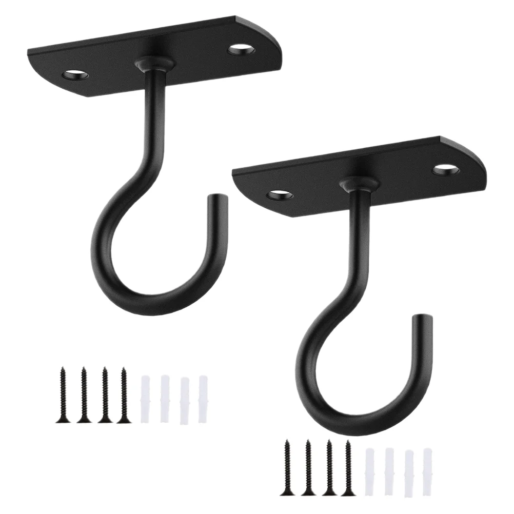 2 Sets Wall Hook Garden Hanging Flower Basket Bracket Heavy Duty Planter Coat Hangers Decorative Hooks Ceiling Light Outdoor