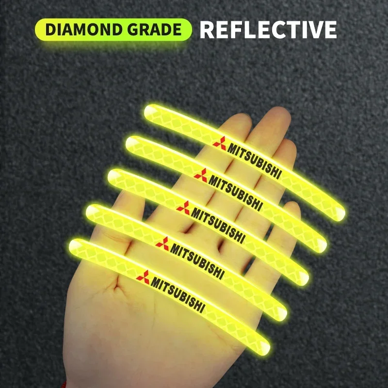 5/10/15/20pcs Luminous Car Wheel Hub Stickers High Reflective Stripe Tape For Mitsubishi Outlander Lancer EX ASX L200 RALLIART