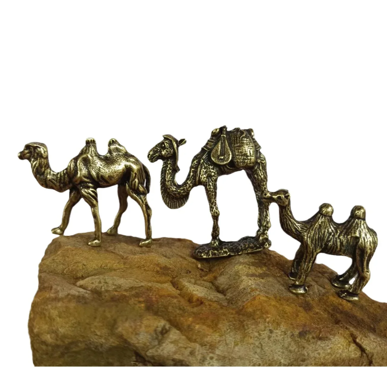 Antique Brass Plated Camel Figurines Miniatures Feng Shui Ornaments Copper Zodiac Animal Desktop Decoration Crafts Living Room