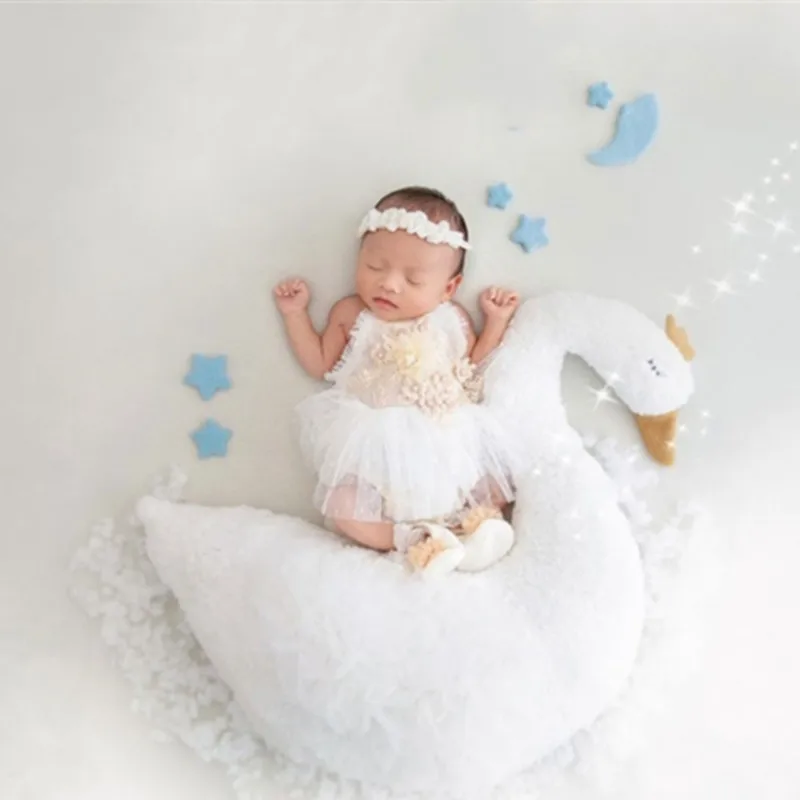 1Set Lace Newborn Photography Props Clothes Princess Baby Girl Dress+Pearl Headband+Shoes Outfit Baby Photo Shooting Accessories