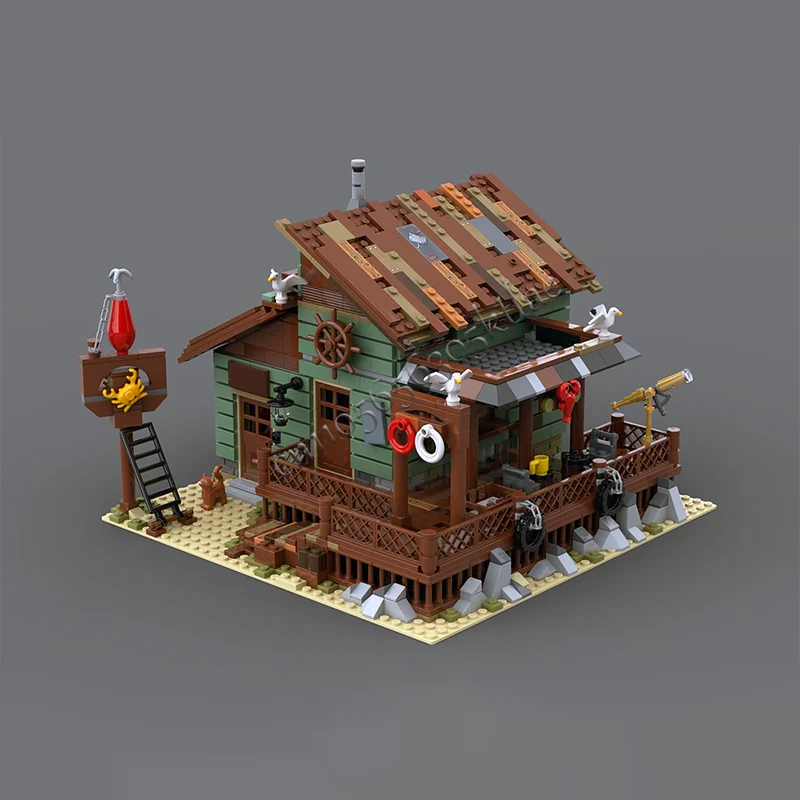 1394 elementy MOC-21310 Modyfikacja Modularna Stara Kawiarnia Architektura Budowlana DIY Technologia Klocki Zabawki na Biurko dla Dzieci