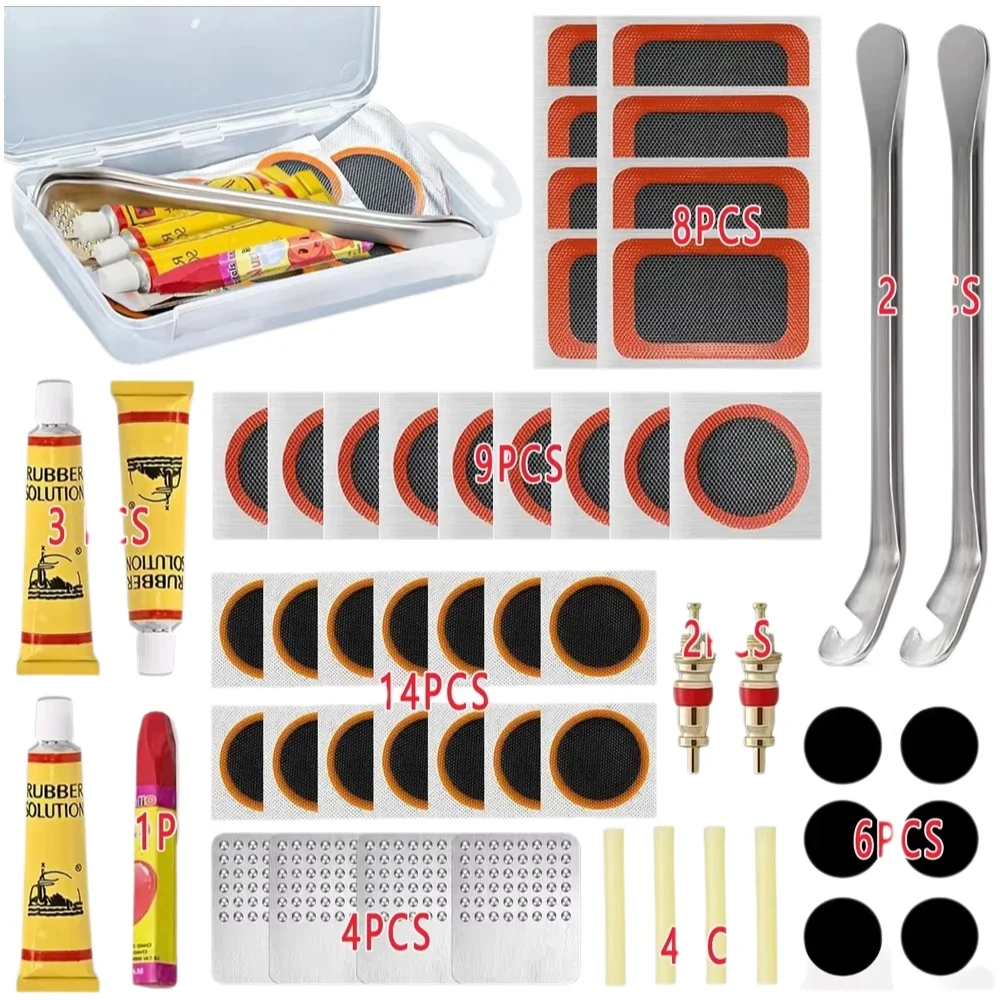 AliExpress NONE 48Pcs Bike Tire Repair Kit - Puncture Patch Set with Glue & Tools - 36Pcs Bicycle Tube Fix Kit