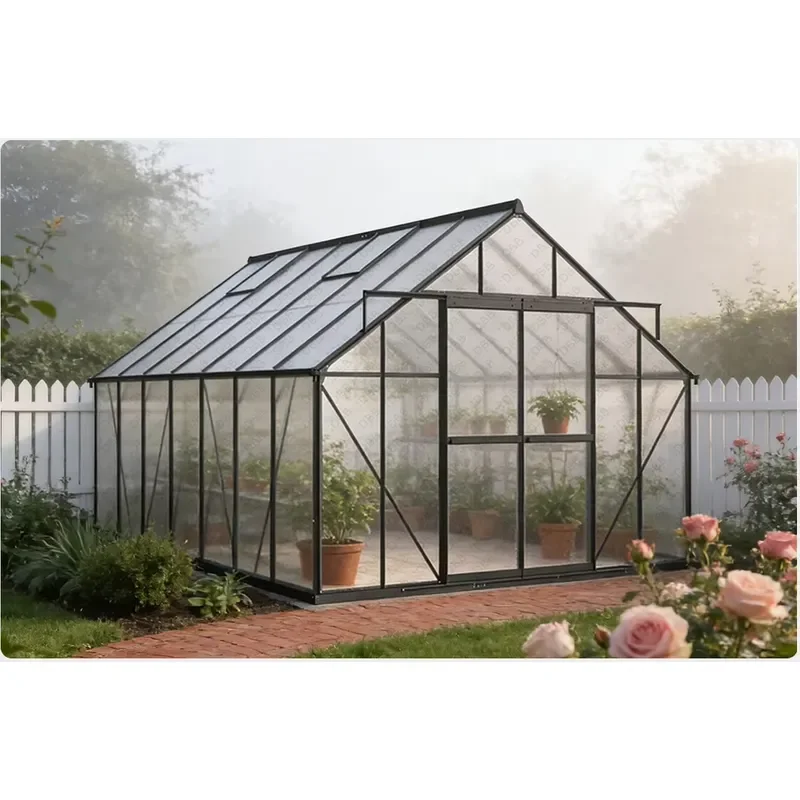 Walk in Aluminium Frame Polycarbonate Garden Greenhouse Easy Assembly Waterproof UV Protected Garden Greenhouse Kit