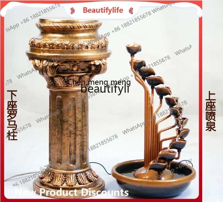 sscn8617 European-Style Fountain Water Water Landscape Decoration Fengshui Wheel Living Room Home Humidifier Decoration Fish Pon