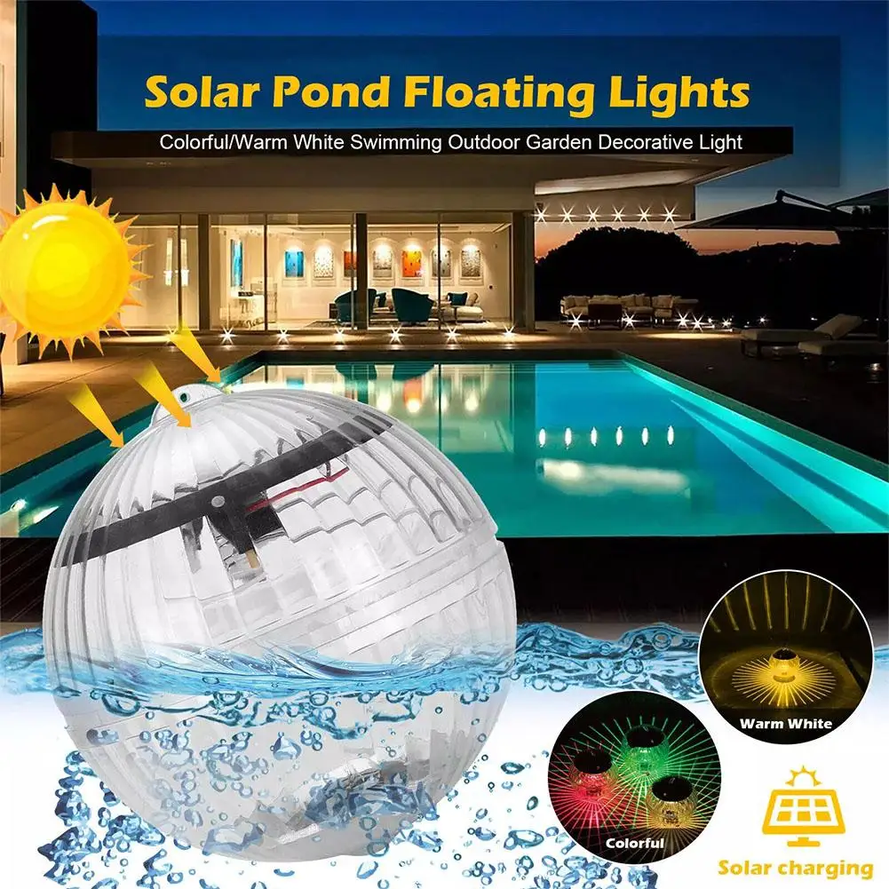 Led Solar Floating Lamp Swimming Pool Ball Solar Panel Drift Glow Changing Disco Waterproof Powered Color Light Show Pond B6m9