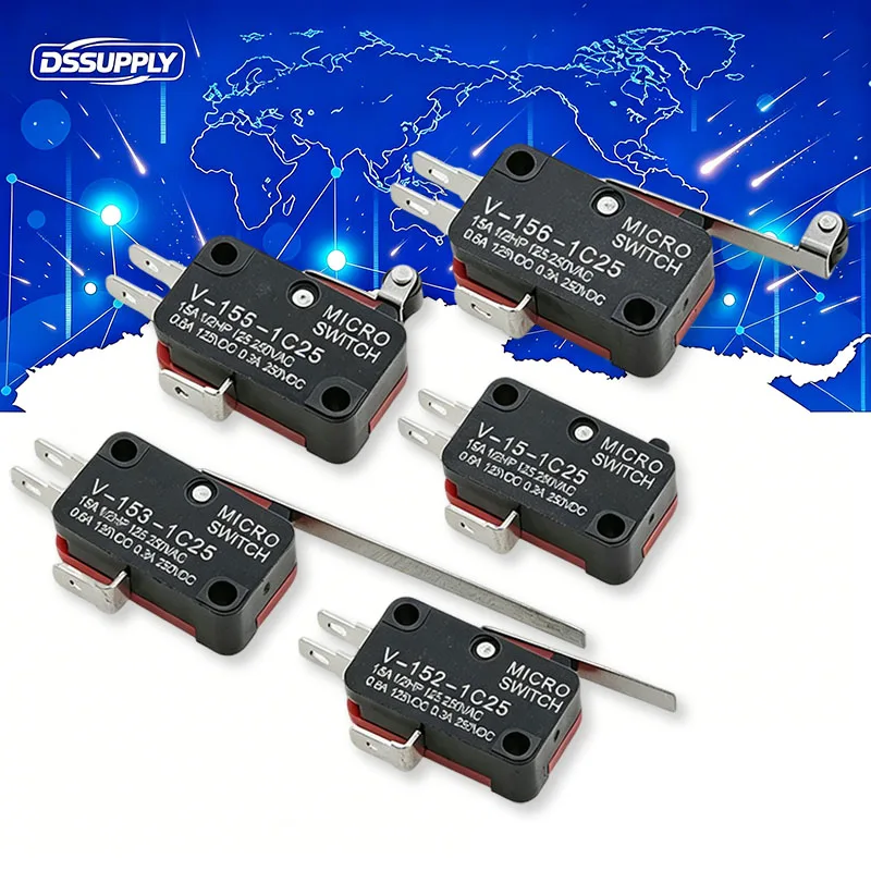 1PCS V-151-1C25/V-152-1C25/V-153-1C25/V-154-1C25/V-155-1C25/V-156-1C25/V-15-1C25/V-15-1B5 Momentary Micro Limit Switch