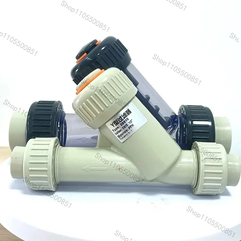 PP Pipeline Type Plastic 286 Type Y Filter PPH Material Liquid Filter Y Type Filter Sewage Hot Melt