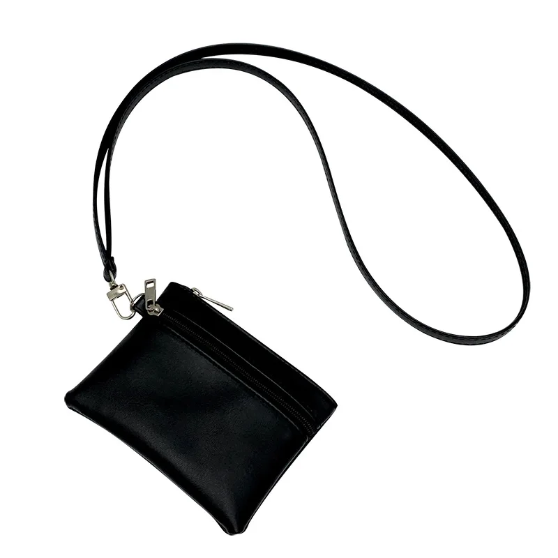 Women's PU Leather Neck Wallet, Dual Zip Around Card Holder Coin Purse Organizer
