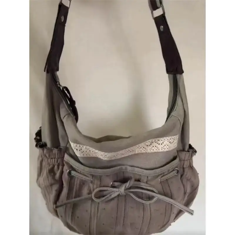 

Korean Retro Artistic Lazy Sle Large Capaci Tote Bag 2025 New Sweet Fre Casual Versatile Commuter Bag Soft Handle Polye...