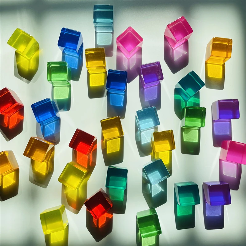 Rainbow Acrylic Gem Cubes Blocks Light Shadow Stacking Toys Loose Parts Play Sensory Crystal Toys Lucent Cubes Open Ended Toys