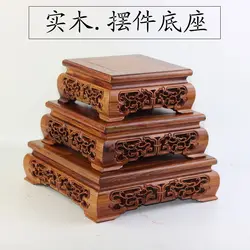 Wood Carved Bonsai Display Pedestal Vase, Artical Statue, Luxury Collection Base, Classical Design