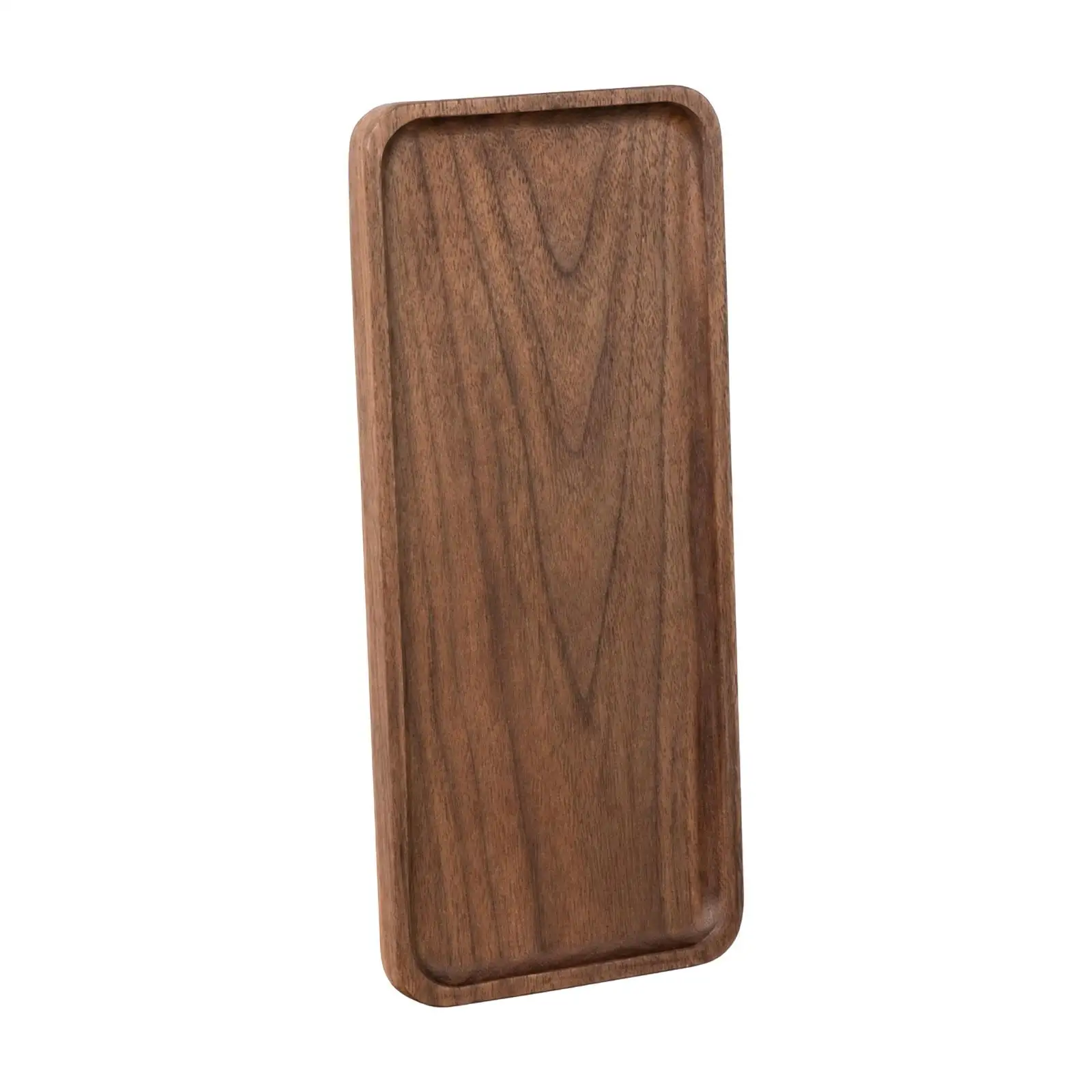 Black Walnut Serving Tray for Tea Coffee Snacks Rectangular Wooden Tray with Raised Edge for Breakfast Table
