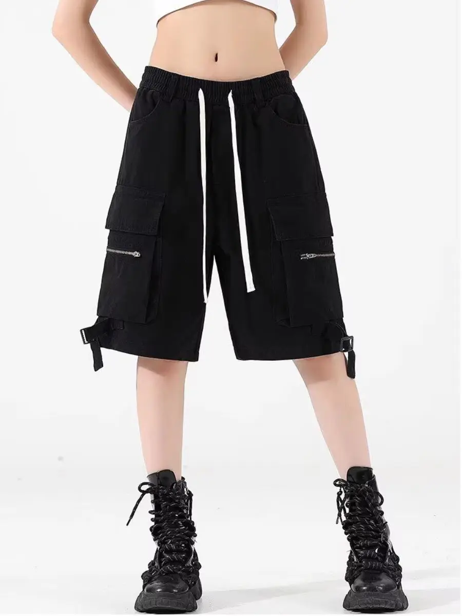 Women's Cargo Shorts Baggy Casual Big Pockets Wide Legs Half Pants Street Style Fashion Clothing Summer Plus Size