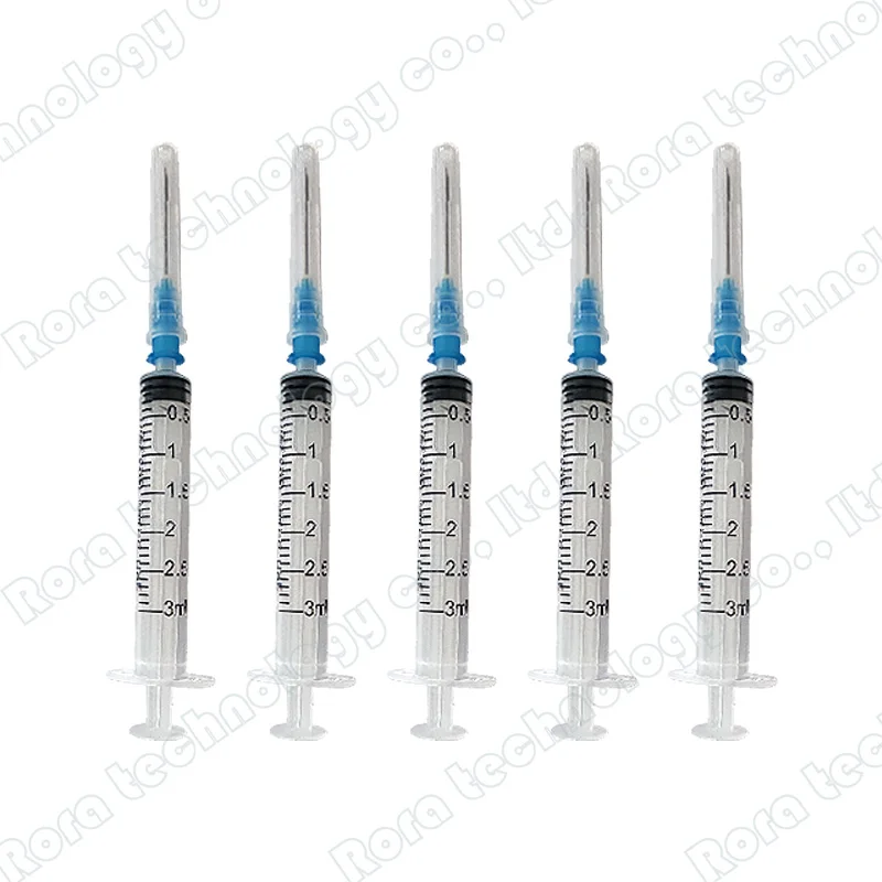 30pcs Plastic 3ml Dispensing Syringe Green 21G Drawing Needles Blue 23G Injection Needles Liquids Mixing Measuring Syringes Tool