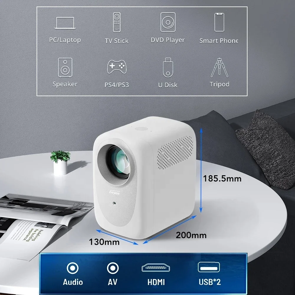 Fullcom-Projecteur Android à faisceau vidéo LED R11 FHD 1080P 4k HDR10, 8000 Lumens, mise au point automatique, wifi 5G, 1080p