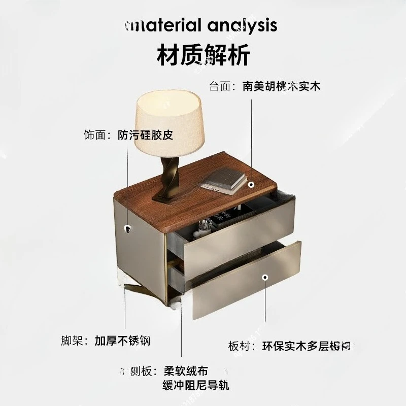 

Прикроватная тумбочка из массива ореха в стиле минимализм, двухсекционный комод для спальни, для небольших квартир, легкий люкс