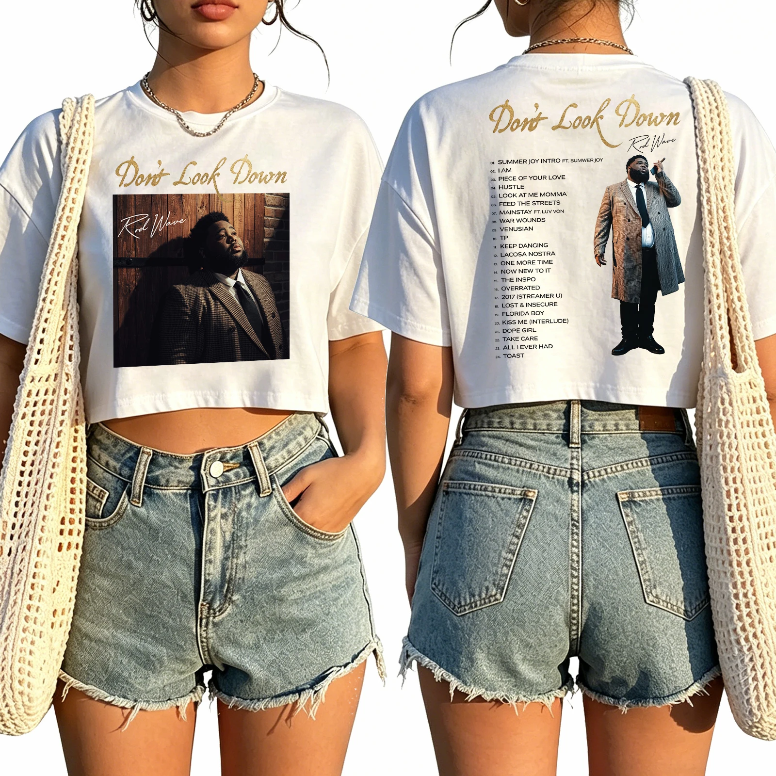 Rod Wave Dont Look Down Tour 2026 Crop Top Women Girl Short Sleeve T-Shirt Rod Wave Concert Hip Hop FanCropped Top