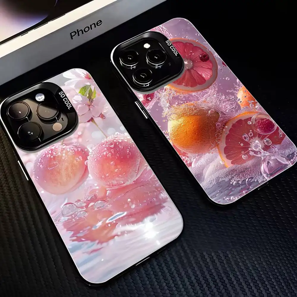 

Fruits Phone Case For iPhone17,16,15,14,13,12,11 Plus,Pro Max Black Matte Shockproof Cover