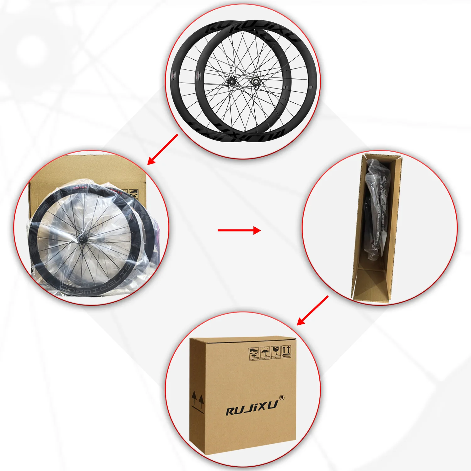 Gravel Rujixu Deep 45mm Mountainbike-Laufradsatz 700c /29-Zoll MTB-Räder Carbonfaser-Rohr Nabe Fahrrad-Scheibenbremse Aluminium-Laufrad – Detail 17