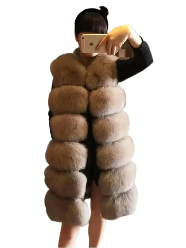 

ZADORIN New Luxury Long Faux Fox Fur Vest Women Waistcoat Long Slim Fake Fur Coats High Quality Fur Gilet Warm Fur Coats Women