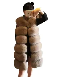 ZADORIN New Luxury Long Faux Fox Fur Vest Women Waistcoat Long Slim Fake Fur Coats High Quality Fur Gilet Warm Fur Coats Women