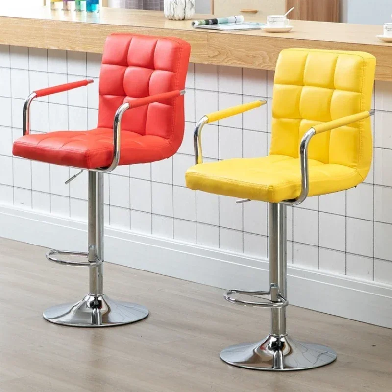 Bar Chair Adjustable Swivel Chair Backrest High Stool Office Computer Chair Household Rotatable Home Goods