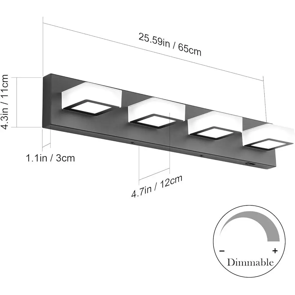모던 디머블 LED 화장실 조명 5가지 색온도 블랙 욕실 조명기구 에너지 효율적 하드와이어드 설치