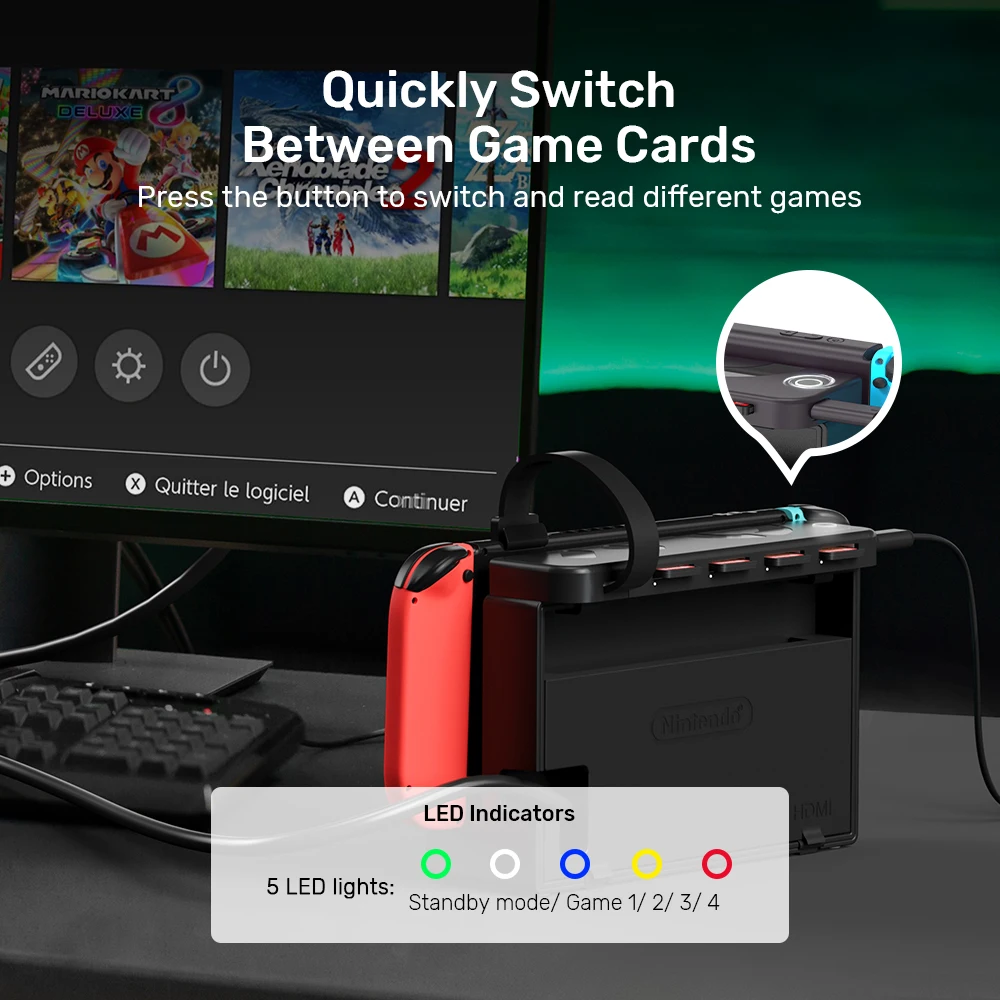 G1002D Portable Game Card Reader for Nintendo Switch OLED Lift USB Charging NS Switch Dock Station Accessories Gaming Switcher