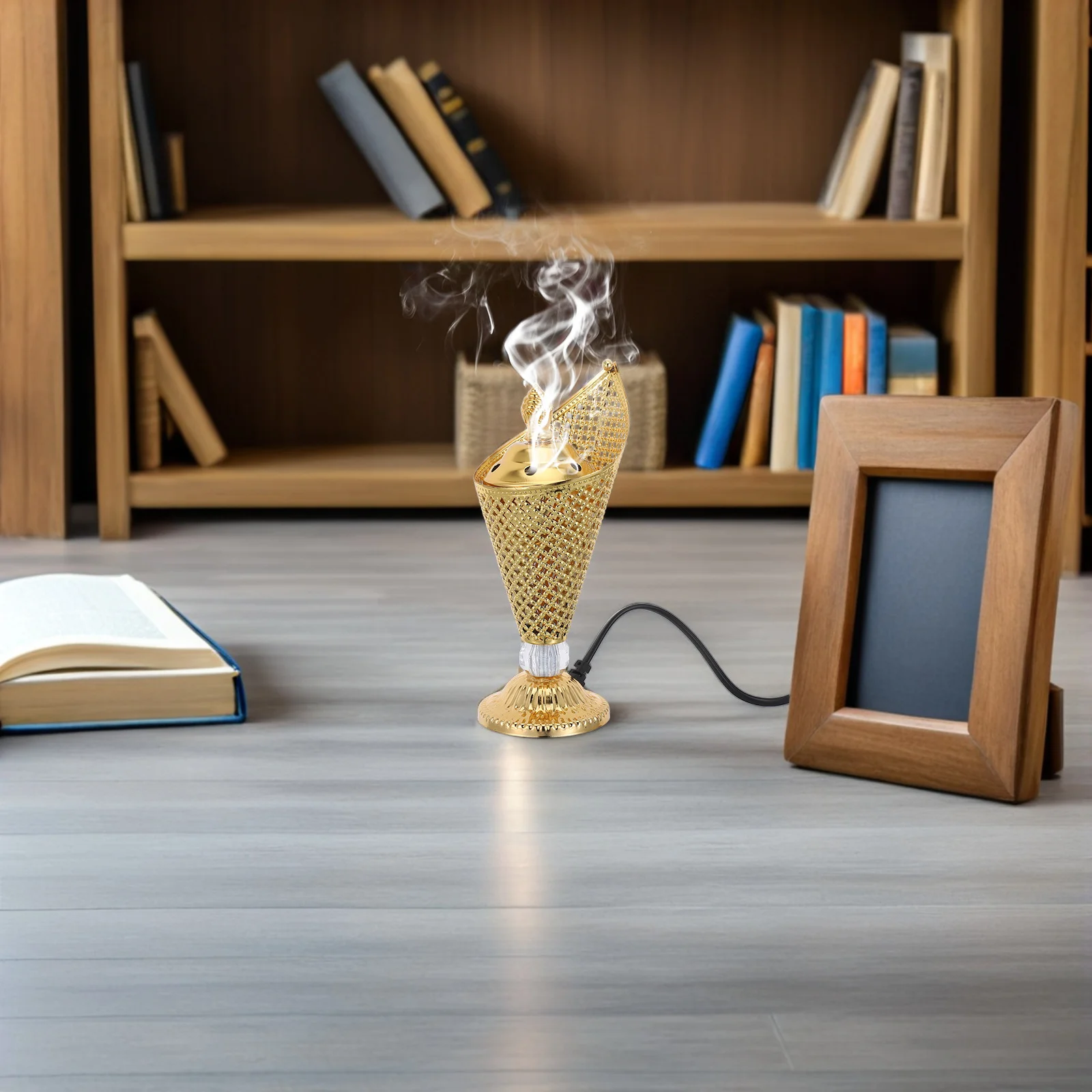 

Middle Eastern Festive Metal Mabkhara Electric Incense Burner Plug In Aroma Warmer For Home Decor Bakhoor Oud Tabletop Censer