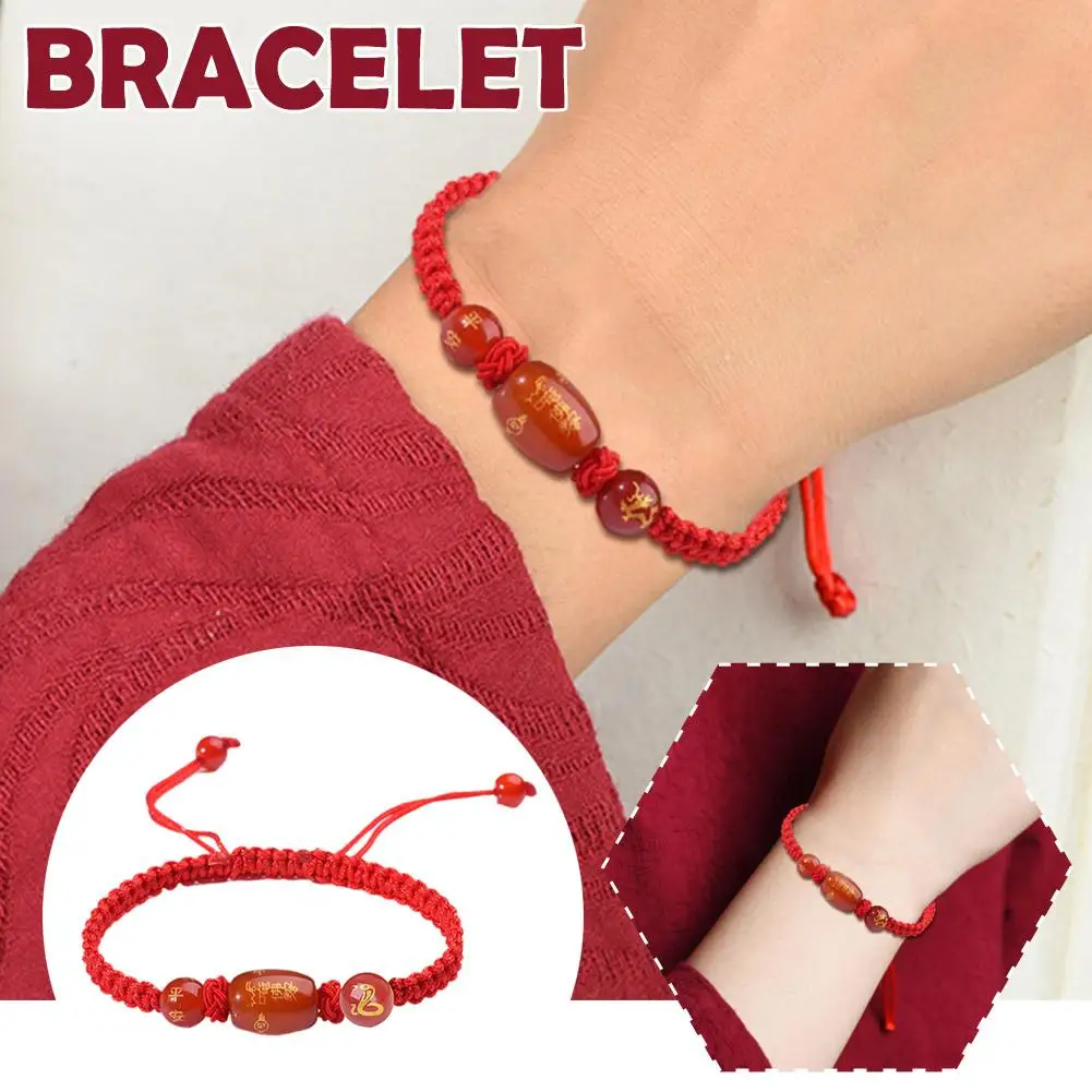 Adjustable Traditional Chinese Snake Red Hand Rope String Chinese Bracelet Accessories Lucky Hand Woven Festival String Bra O2W5