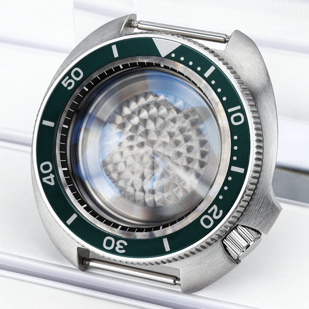 44mm Men Mechanical Watches Case Assemble AR Sapphire Glass Parts For NH35 NH36 NH70 Movement With Chapter Ring 4.1 Oclock crown