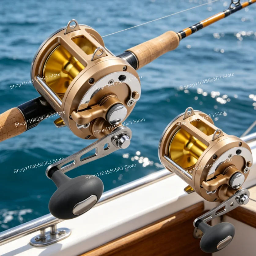 Large Right-Handed Game Fishing Reels Full Metal Trolling Reels with 24kg Maximum Resistance Higher Gear Drum