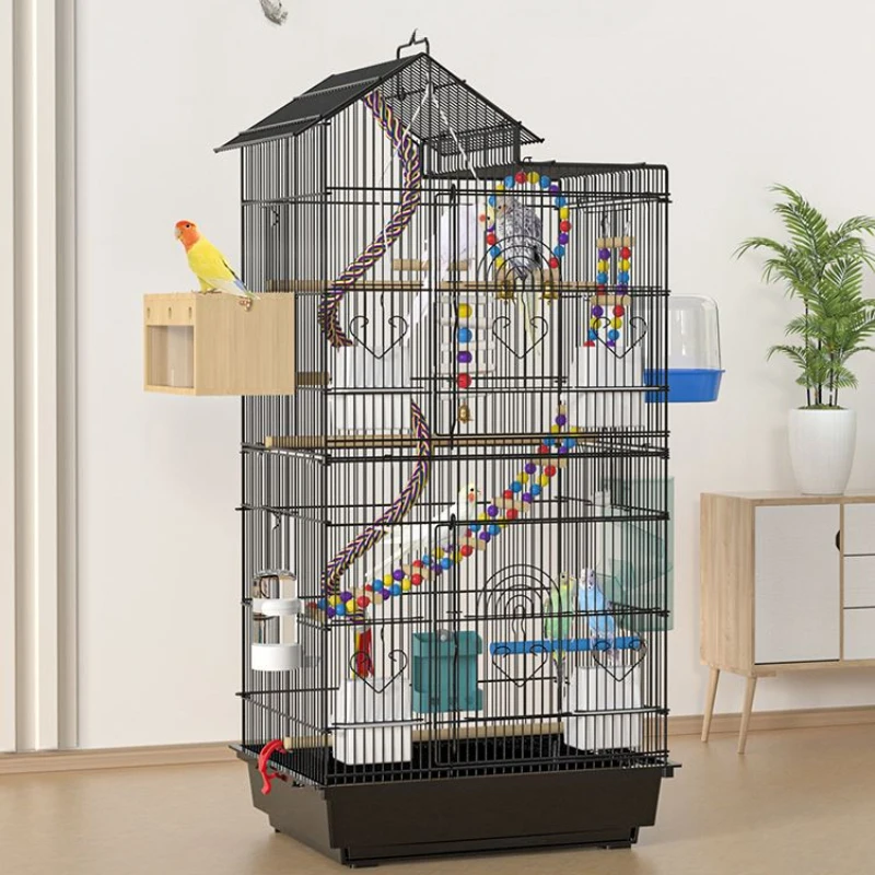 Parrot Black Birdcage Accessories Carrier Budgie Quail Bird House Hammock Canary Outdoor Cage Pour Oiseaux Pet Supplies CY50BC