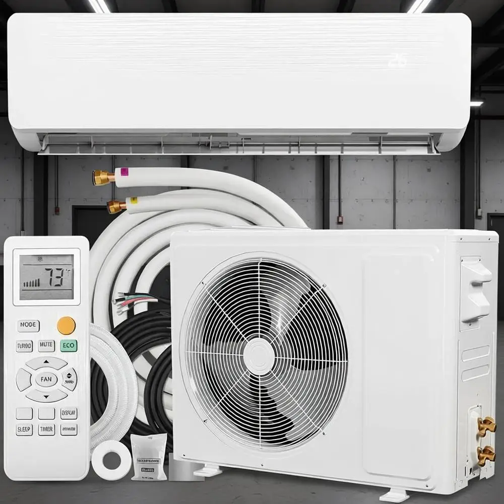 

Мини-сплит-система 9000 SEER2 с пультом дистанционного управления, 19 SEER2, охлаждает до 450 кв. футов. Система мини-сплит-системы DuctlInverter с тепловым насосом мощностью 0,75 тонны, предварительно заполненная хладагентом