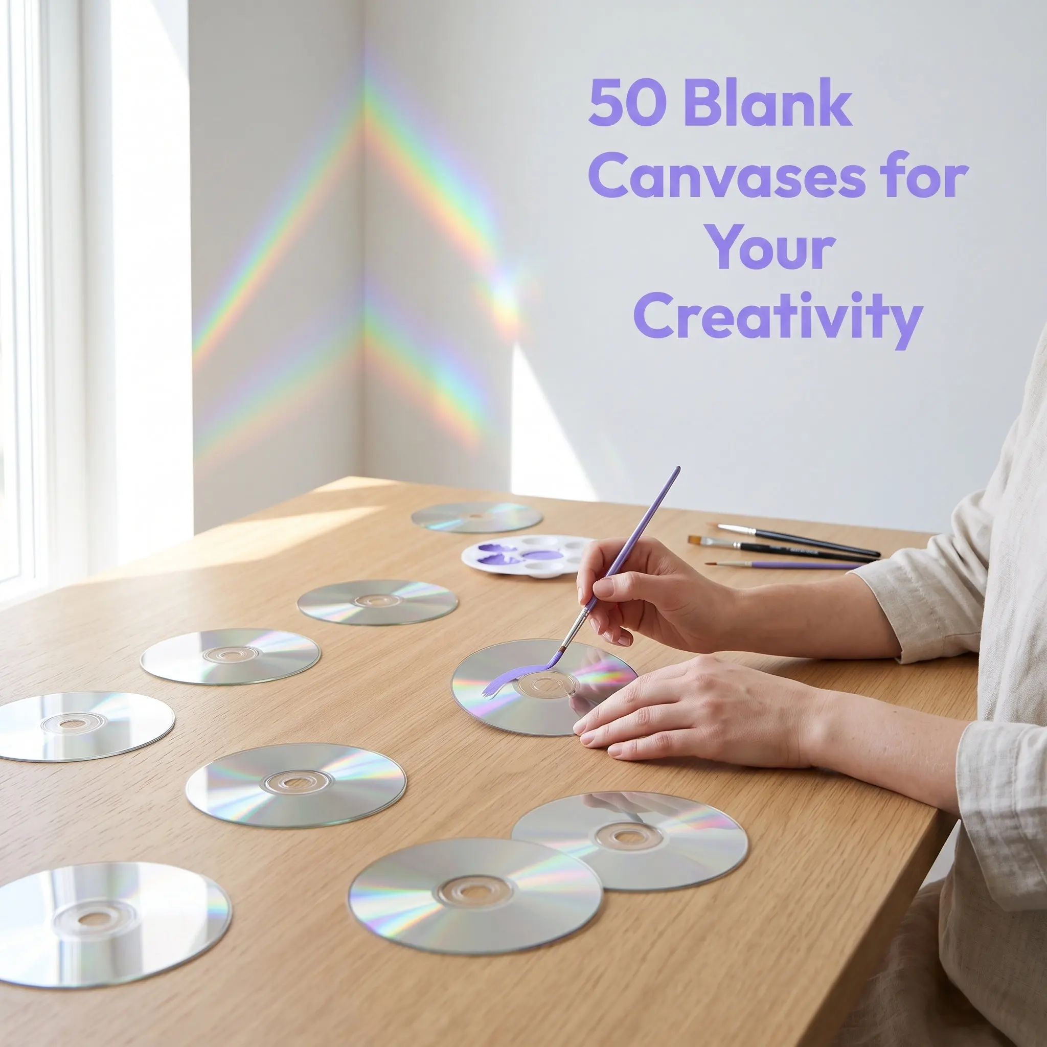50Pcs Safe Plastic DIY Cd Discs Smooth Edges 's Creative Craft Kit Home School Decoration Reflective Discarded Cd Discs