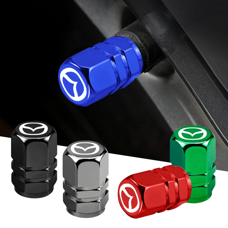 4Pcs Aluminum Alloy Automobile Tire Valve Caps For Mazda 3 6 CX5 2 CX3 CX9 MX5 RX8 Axela Demio Atenza MS GJI GH BK MP CX30 CX7