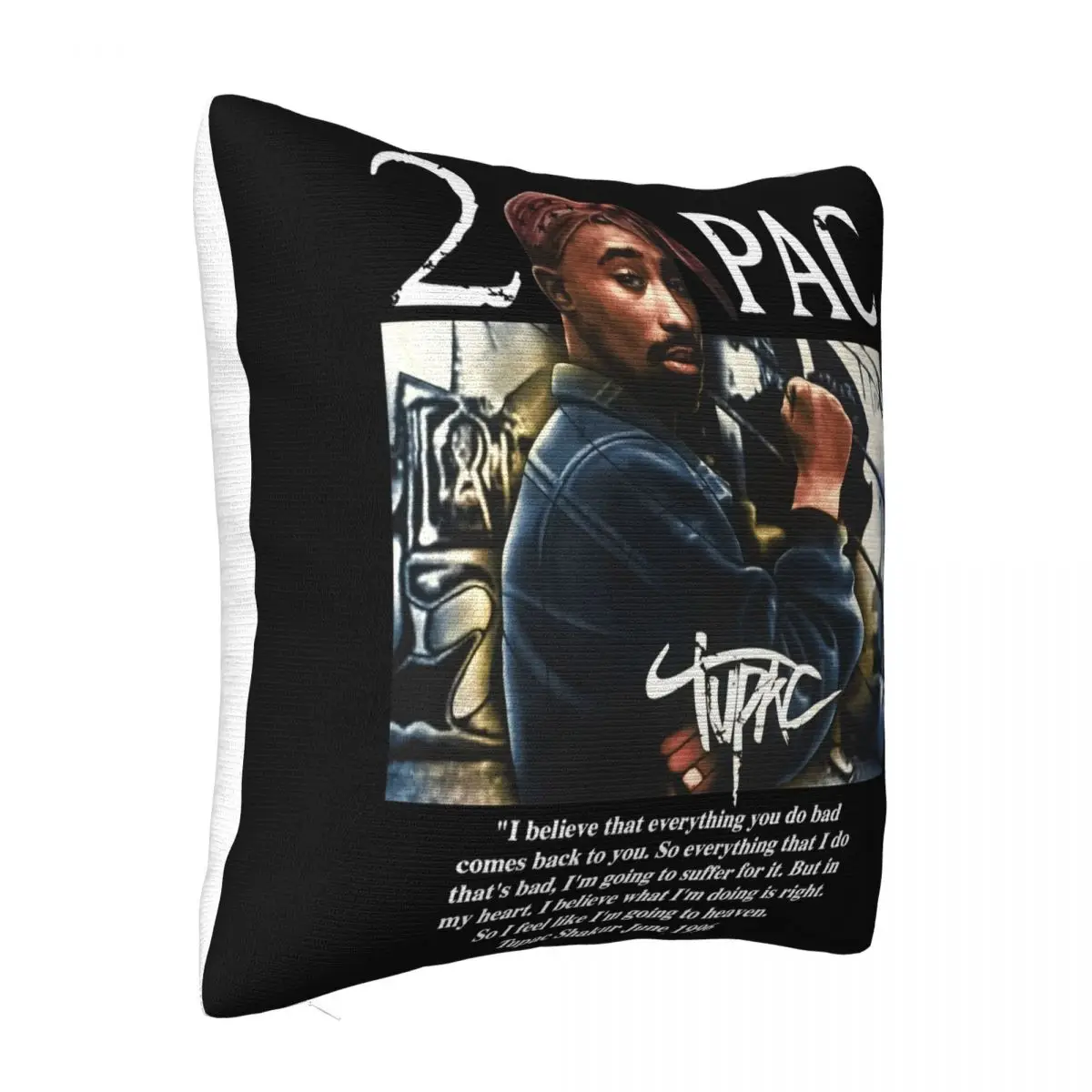 2Pac Tupac Vintage Medium Black T 90S Hip Hop Rap Women Men Slogan More Size Hot Sale Pillow Case