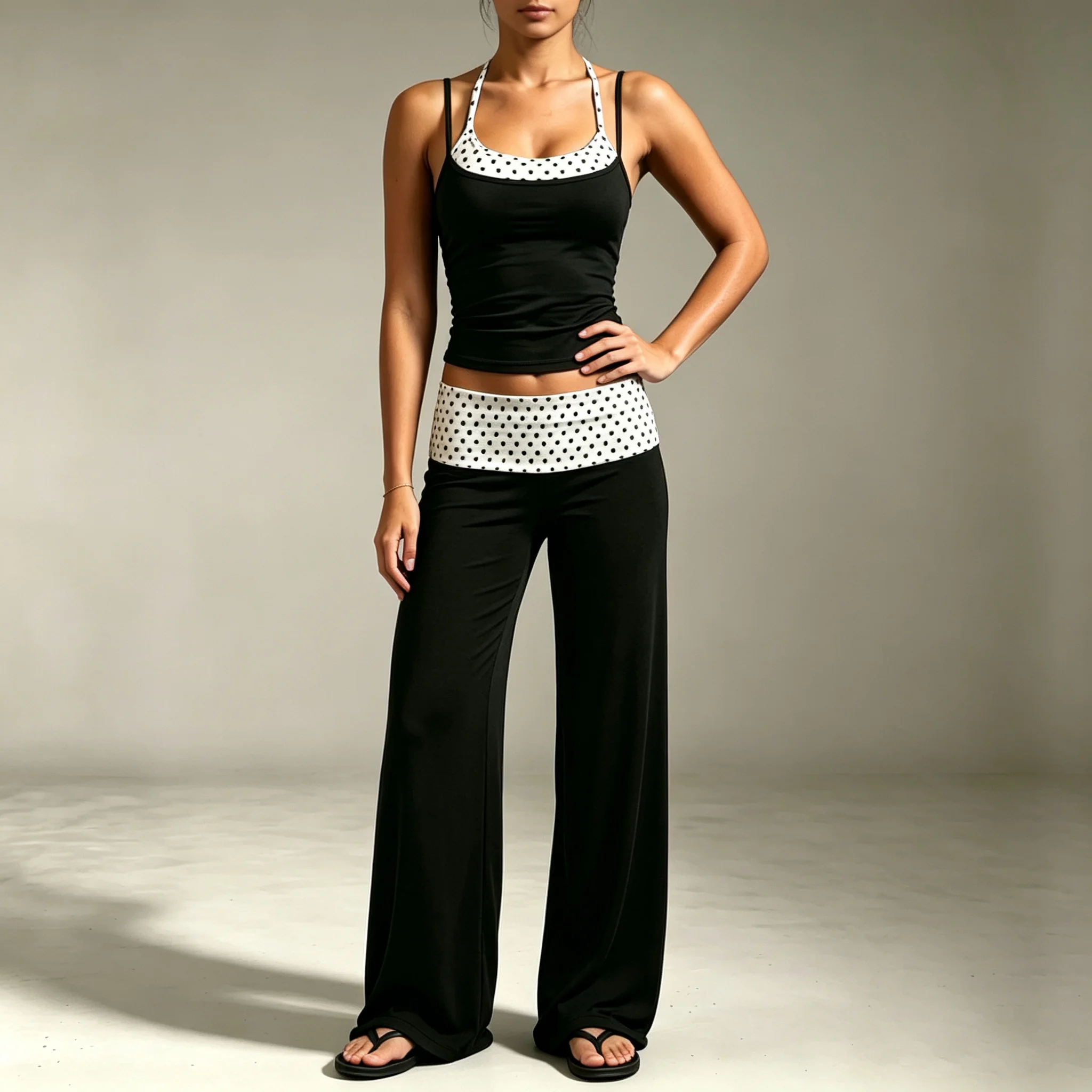 2026 New Model Fitness Set - Fashionable Polka Dot Fake Two-Piece Thigh-Lifting and Waist-Up Running, Sports, Quick-Drying Yoga