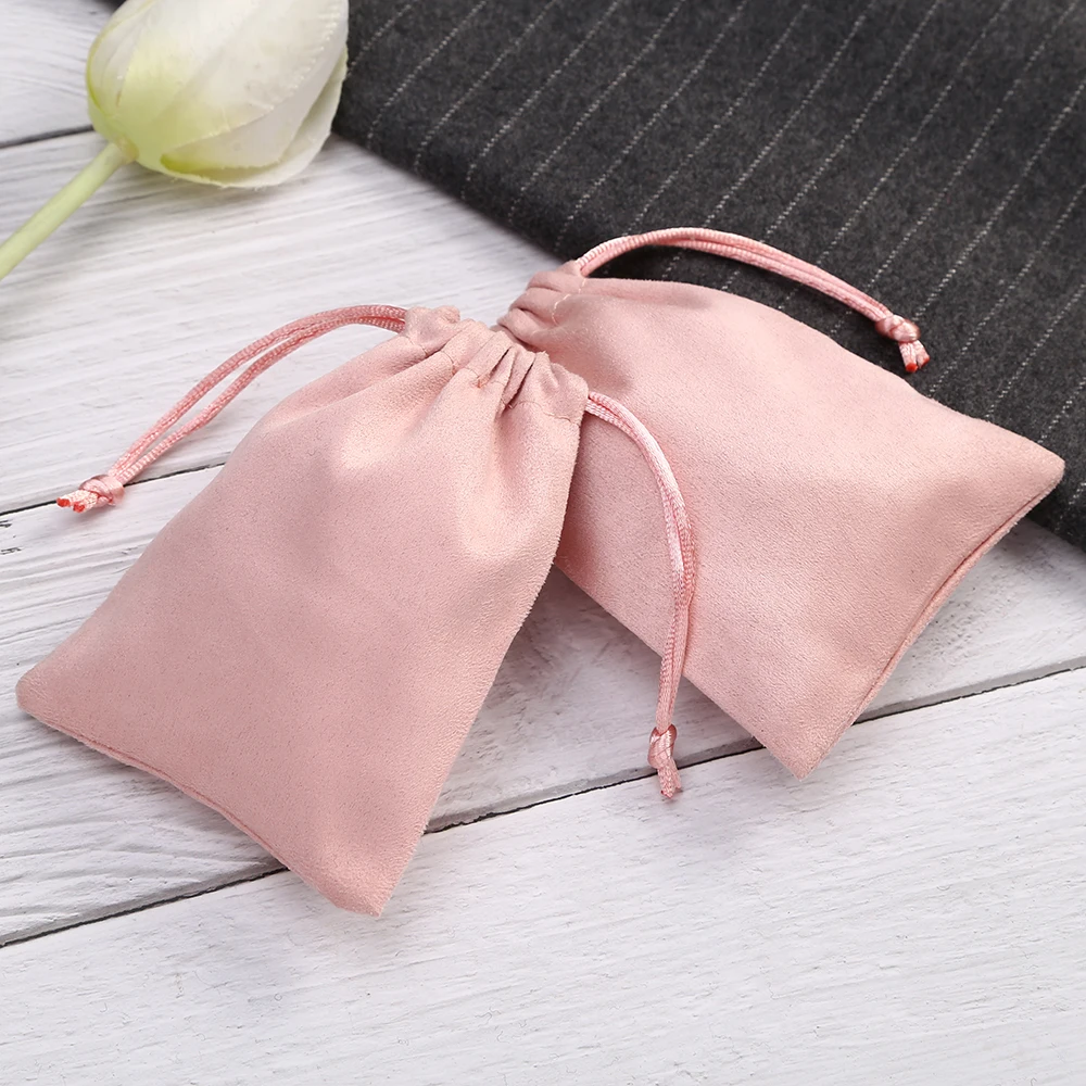 Flannel Jewelry Ring Necklace Gift Bags Velvet Drawstring Pouch Organizer 7x9cm 8x10cm Wedding Favor Candy Goodie Bag Business