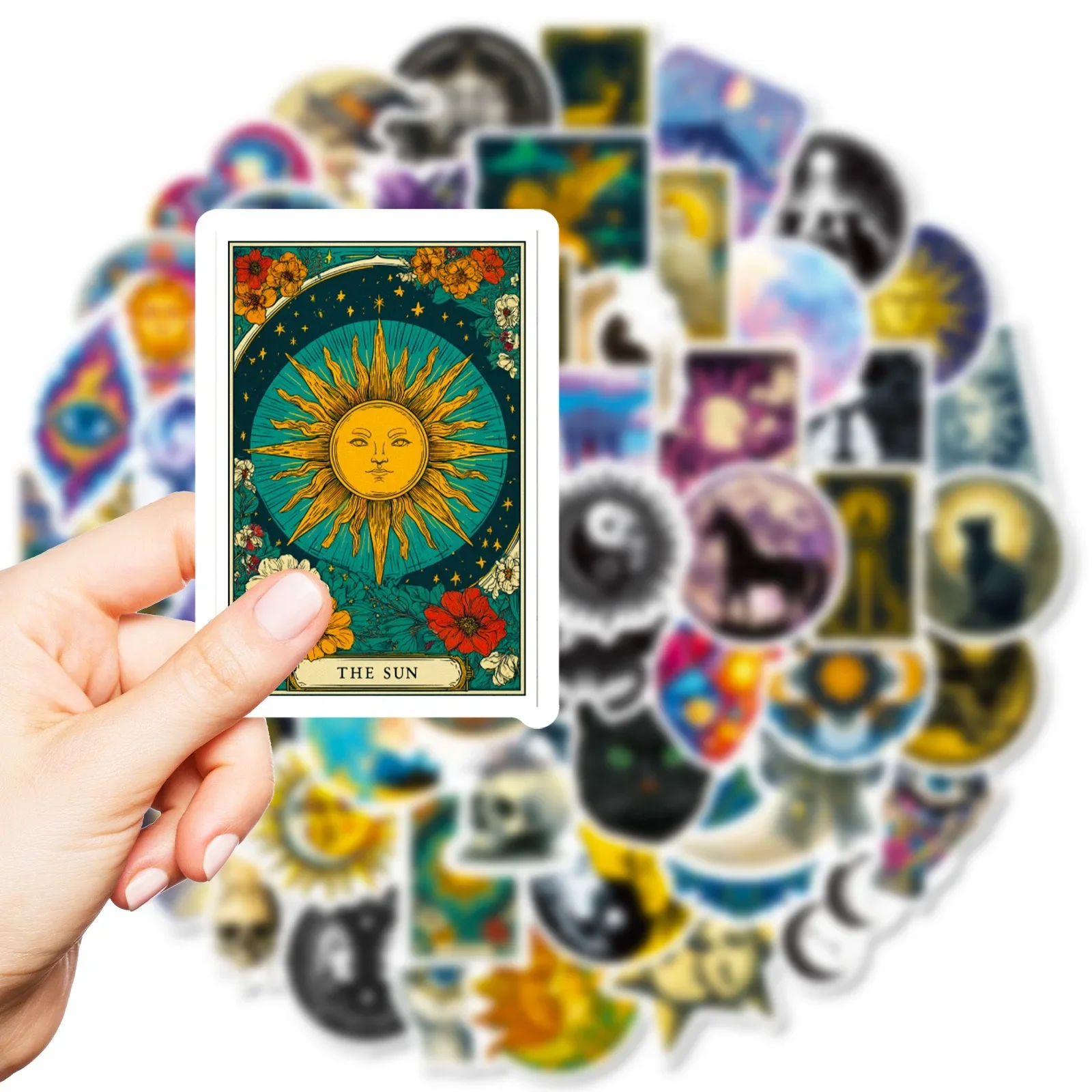 56PCS Gothic Mysterious Dark Sun Moon Planet Stickers Galaxy Tarot Goth Decals DIY Kids Guitar Scrapbook Phone Sticker Toy