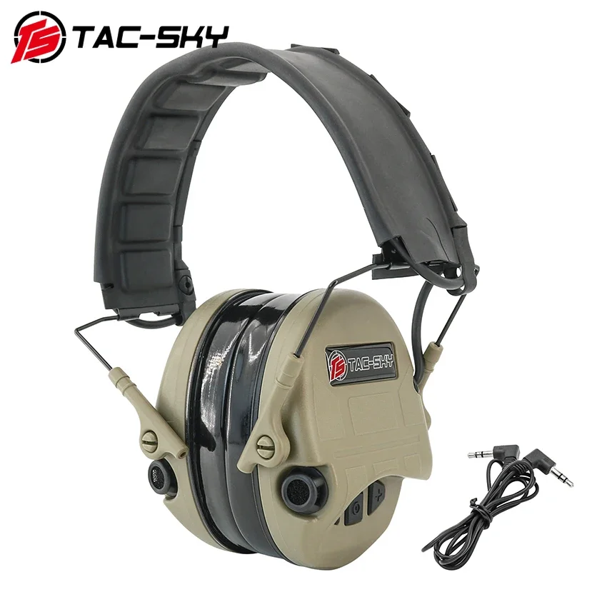 TS TAC-SKY TAC-200 IPSC Tactical Headset Silicone Earmuffs Airsoft Headset Hearing Protection Noise Cancelling Pickup Headphones