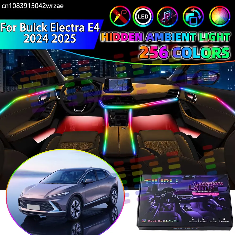 For Buick Electra E4 2024 2025 B223 RGB Car Interior Ambient Lights Strips Breathing Lighting Kit App Control LED strips Auto
