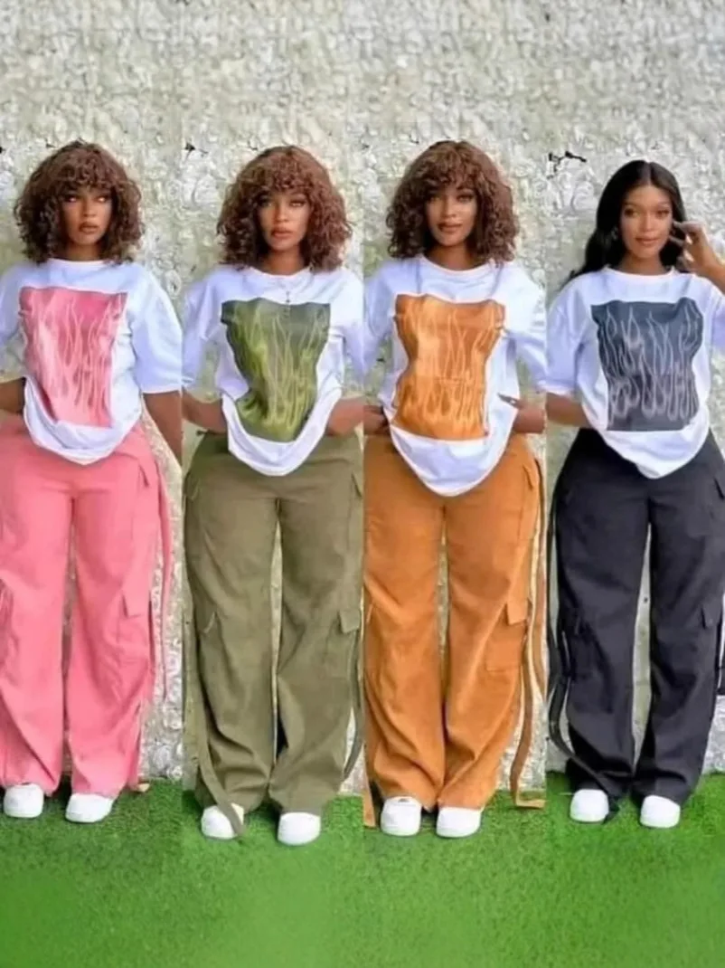 

Женский комплект из 2 предметов Dashiki, африканская одежда, модный джинсовый топ с длинными рукавами и брюки, костюм, одинаковые комплекты для вечеринок, весна-осень, новинка