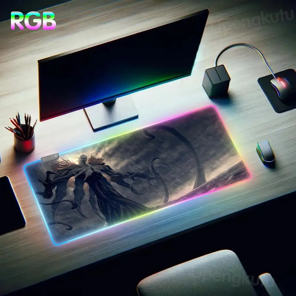 C_cthulhu M_mythos Mouse Pad RGB Mouse Pad LED Large Teclado Gamer Keyboard Carpet Home Computer Mousepad Luminous Desk Mat