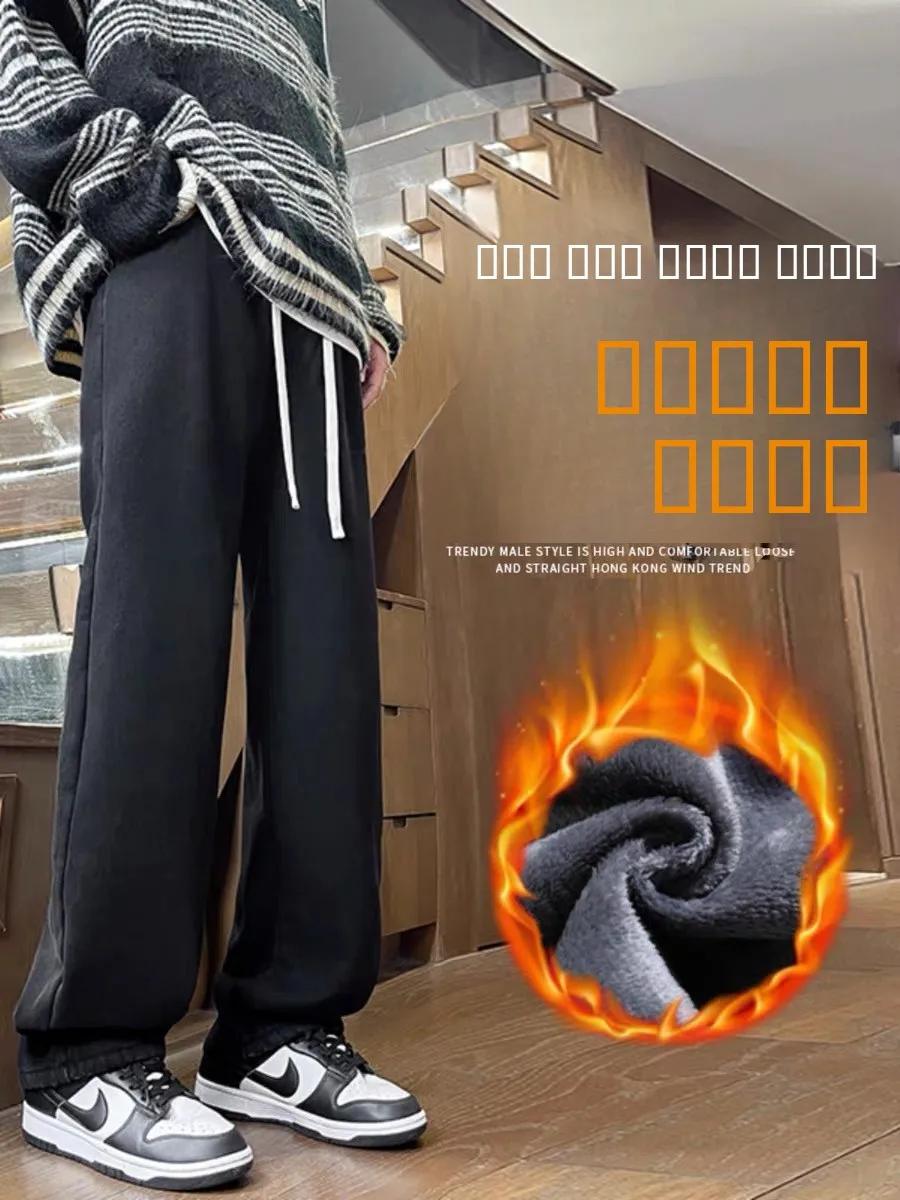 

Женские джинсы с подкладкой, свободные, с широкими штанинами, с высокой талией, прямого кроя, осенне-зимние, повседневные, с высокой эластичностью на талии