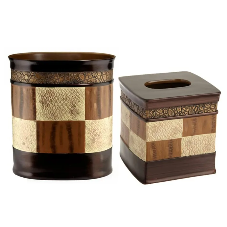 

Популярная ванна из 2 предметов, набор аксессуаров для ванны с животным принтом «Замбия», корзина для мусора, коробка для салфеток, современная классическая декоративная косметика