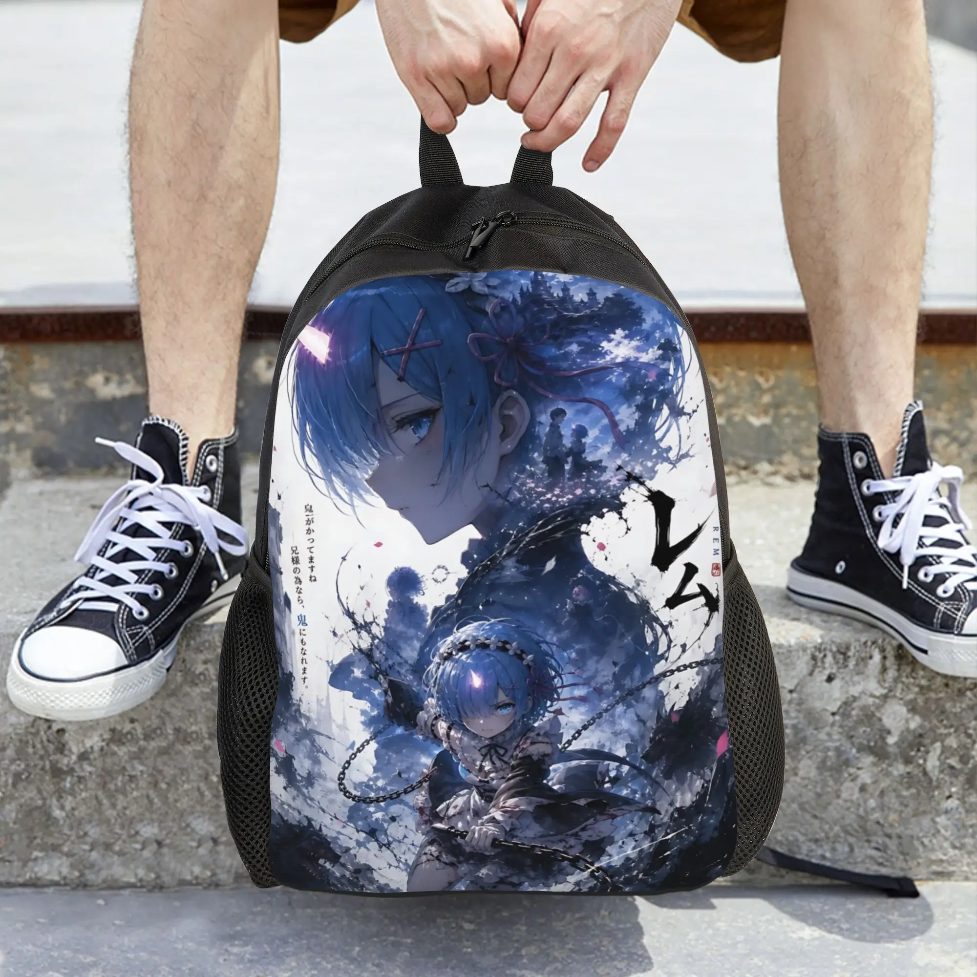 Fashion Re ZERO Anime Rem Backpacks Its Bag  mochila Journey Zipper Closure Rucksack