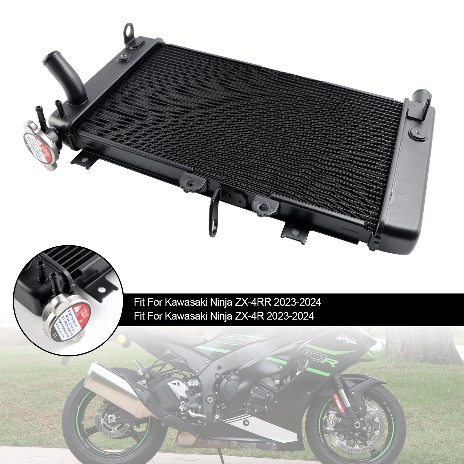 

Topteng 39060-0758 радиатор охлаждающий кулер двигателя для Kawasaki ZX-4R 2023-2024 Серебряный